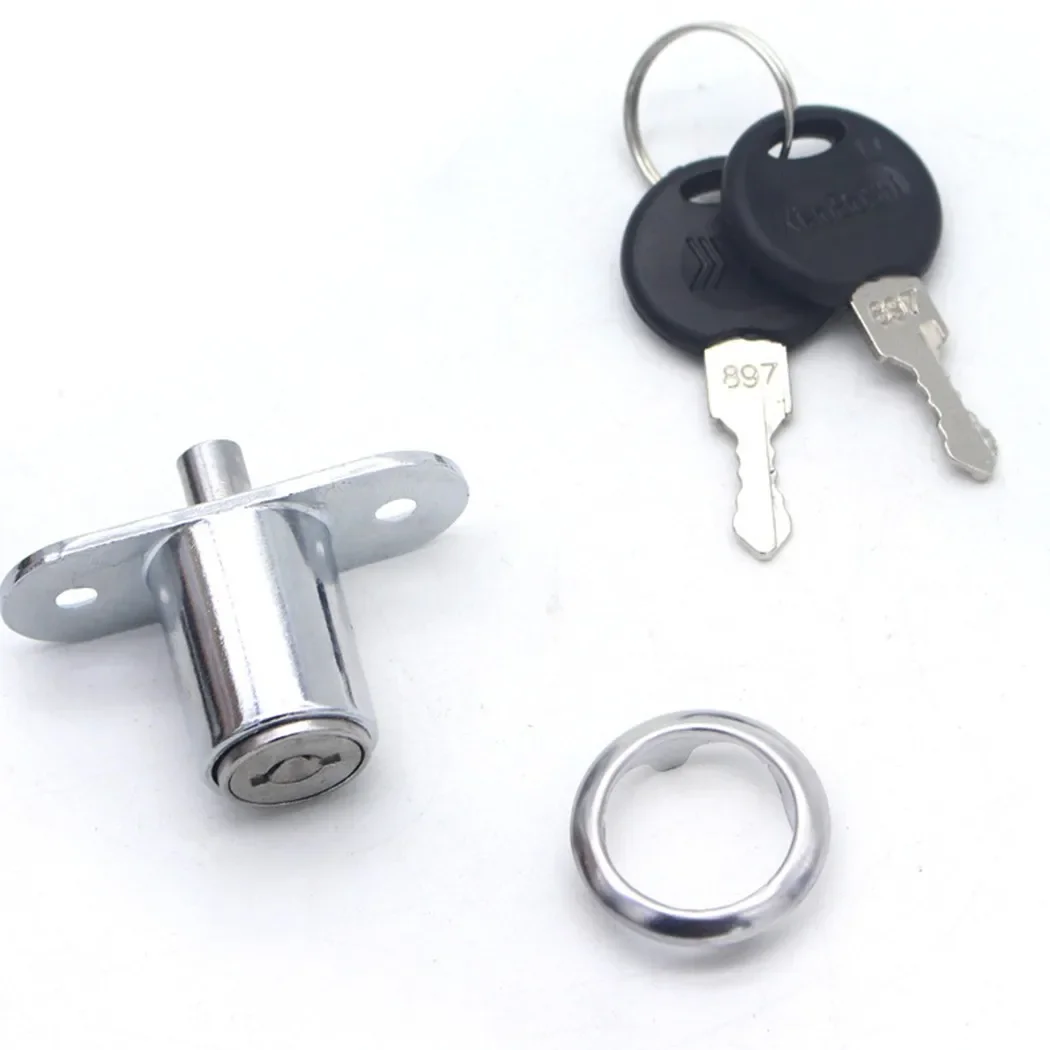 2Sets Cabinet Push Plunger Lock Zinc Alloy Sliding Glass Door Showcase Lock Furniture Cabinet Drawer Furniture Hardware