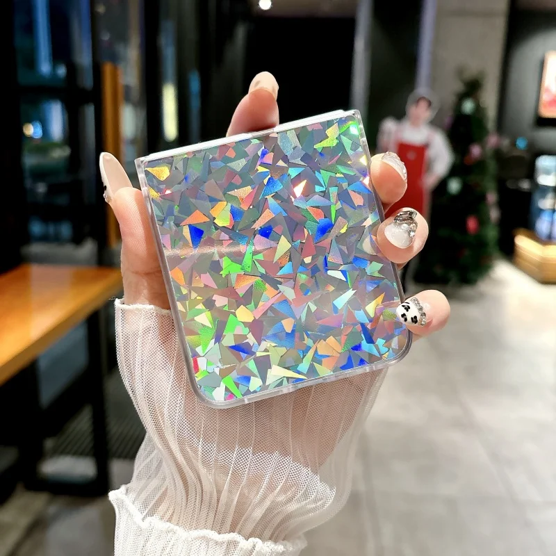 Luxury Transparent Feather Veil Aurora Borealis Foldable Phone Case - Shockproof Protection Cover