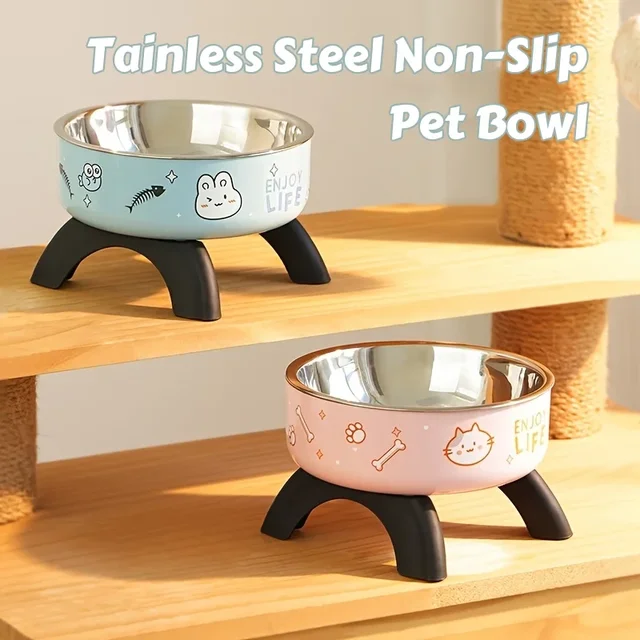 Stainless Steel Pet Bowl – Anti-Tip Elevated Design with Non-Slip Silicone Base & Chew-Proof Edge for Small Cats/Dogs Feeding Stainless Steel Pet Bowl – Anti-Tip Elevated Design with Non-Slip Silicone Base & Chew-Proof Edge for Small Cats/Dogs Feeding