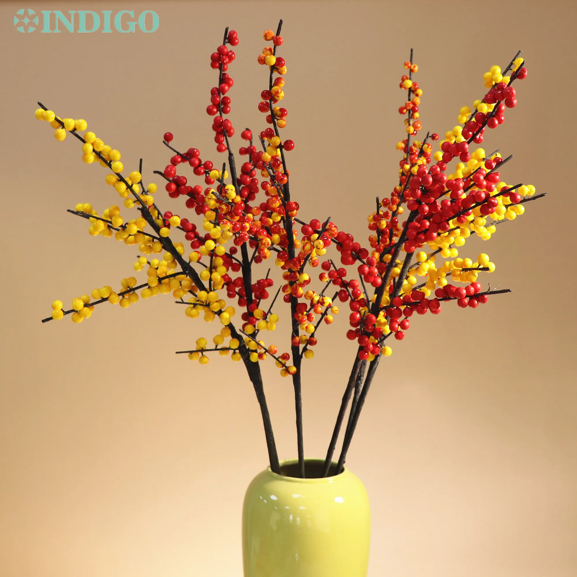 

INDIGO-Red Holly Christmas Table Decoration, Berry, Large Size, Pine, Artificial Flower, Event Display, 85cm