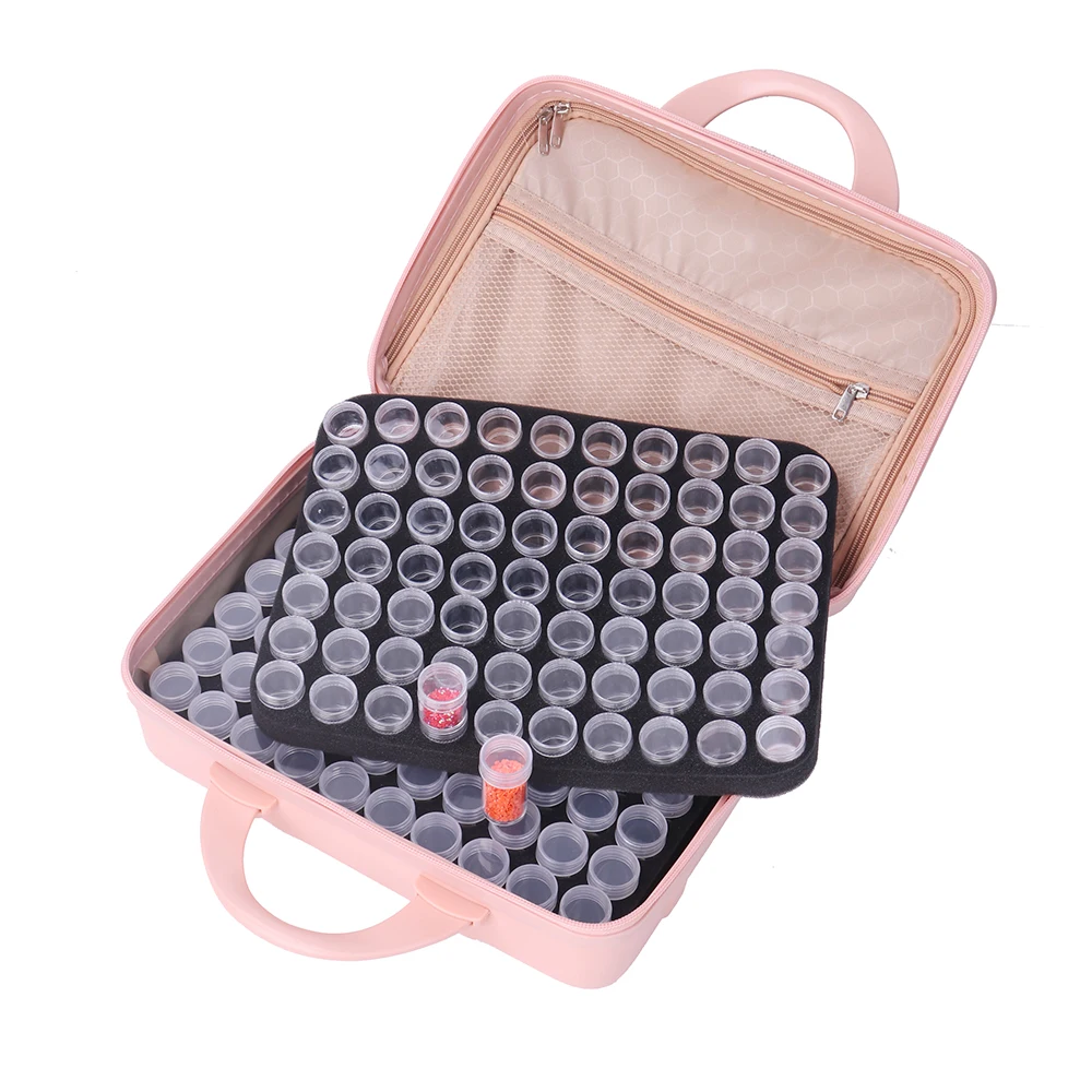 2 layer 140 Round Bottles Green Storage Box 5D Diamond Painting Accessories Tools Container Bag Carry Case Embroidery Mosaic