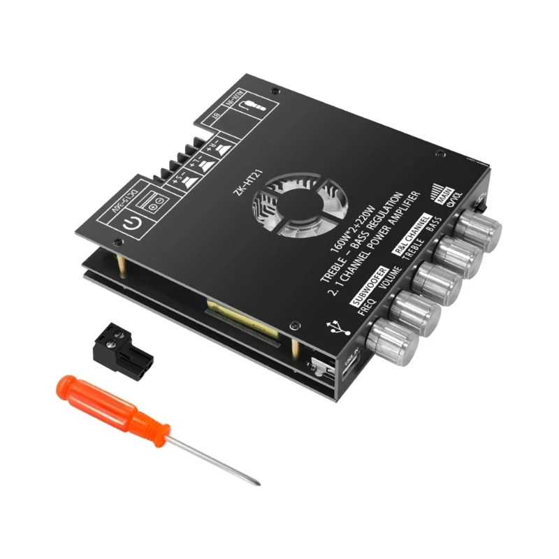 

ZK-HT21 Digital Amplifier Module BT5.0 Power Subwoofer Amplifier Board 2.1 Channel 2x160W+220W for Home System Dropship