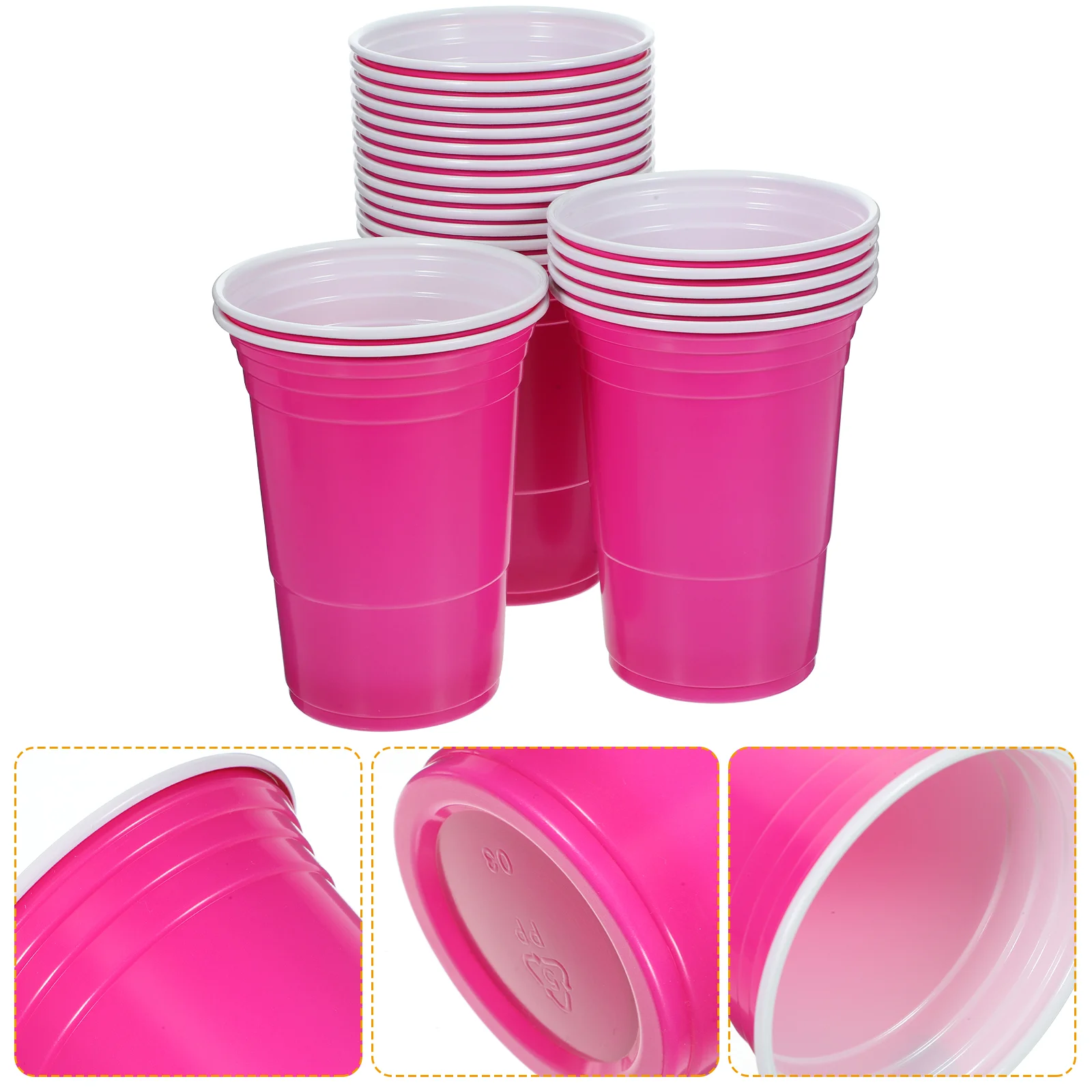 Ovoce kelímky jednorázové večírek narozeniny dekorace (rose červená 16oz plastový 20pcs) koktejlové brýle zásoby