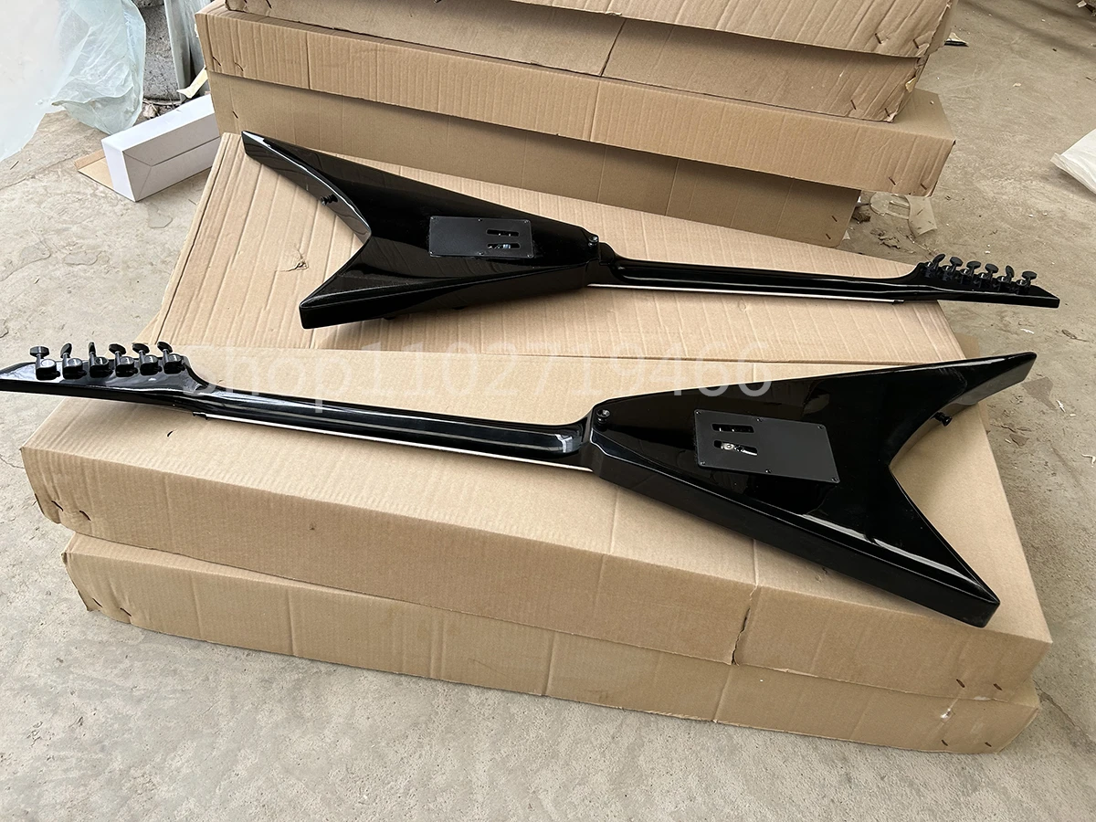 左利き用V字型エレキギター,6弦,ローズウッド指板,黒 - AliExpress
