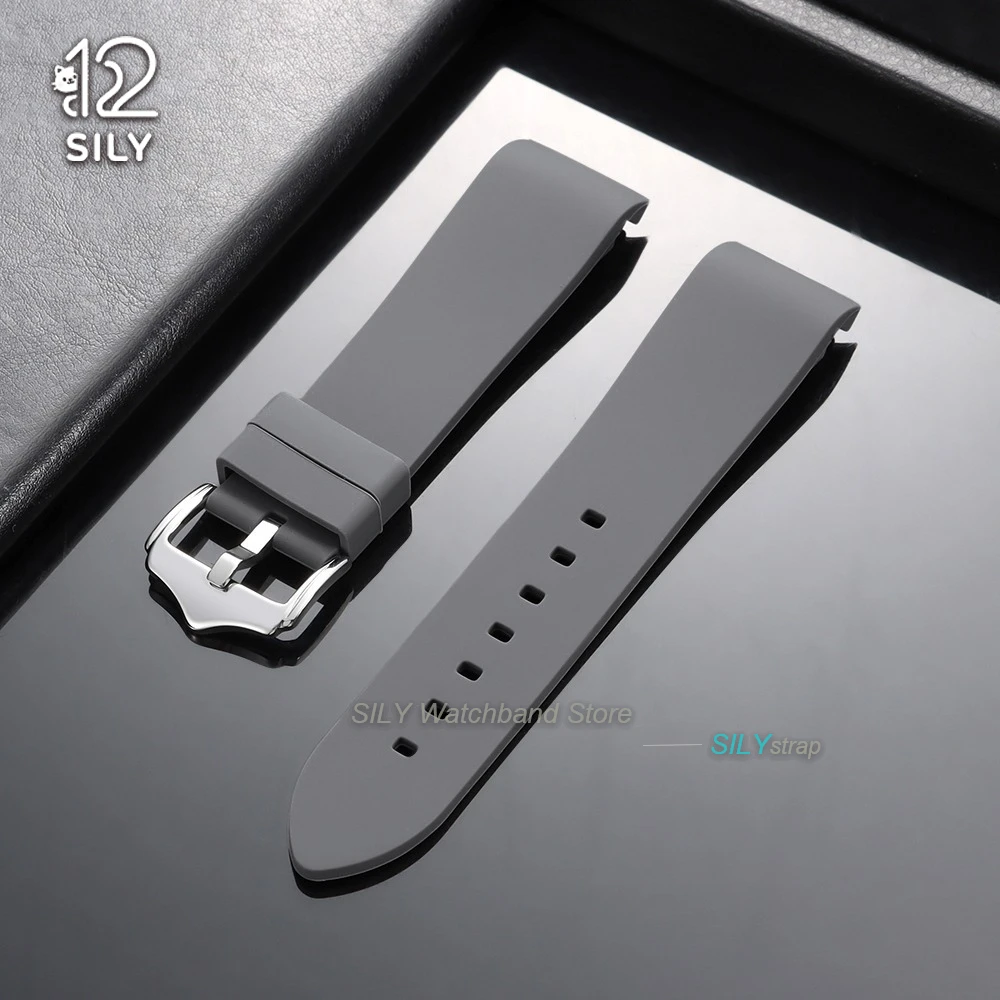 Curved End Silicone Sport Watch Band - Soft, Waterproof Replacement Wrist Strap