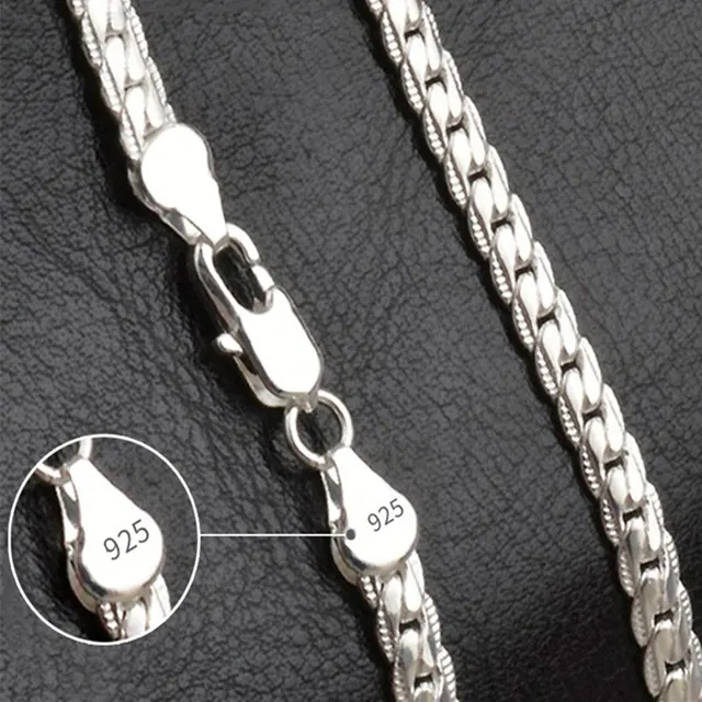Collier en argent pour homme et femme, design de marque de luxe, noble, mode, mariage, bijoux de fiançailles, document, 20-60cm, 6mm 1