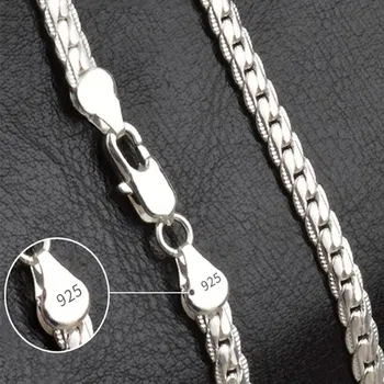 실버 컬러 럭셔리 브랜드 디자인 귀족 목걸이 체인, 여성 남성 패션, 웨딩 약혼 주얼리, 20-60cm, 6mm