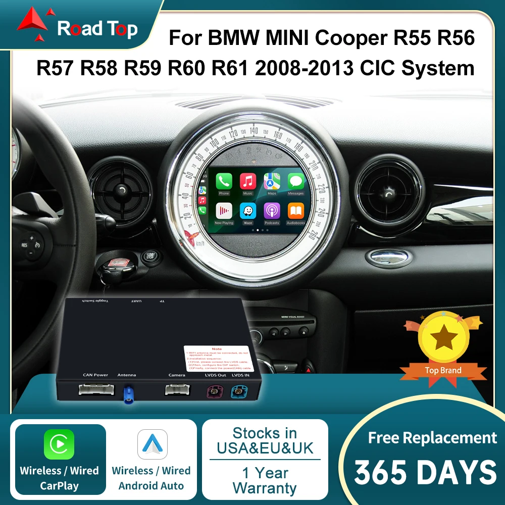 RoadTop CarPlay wireless Android Auto For MINI Cooper John Cooper Works ...