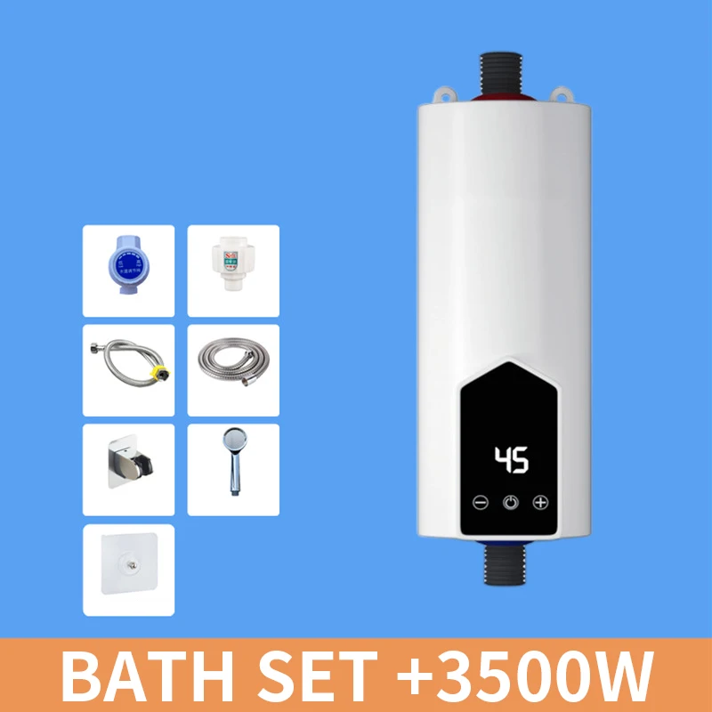 3500W Kitchen Bathroom Instantaneous Electric Water Faucet Heater Instant Tankless Hot Water Tap Heating Machine Shower 110V 5