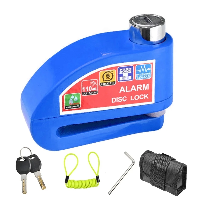 Disc Brake Lock Motorcycle Alarm Set Theft Prevention Security Wheel Disk Lock with Keys Lanyard Carry for Bikes
