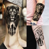1 Sheet Waterproof Lion Family Style Temporary Tattoos For Men Women Realistic Fake Tattoo Sticker Arm Leg Body Art Tatoos Decal