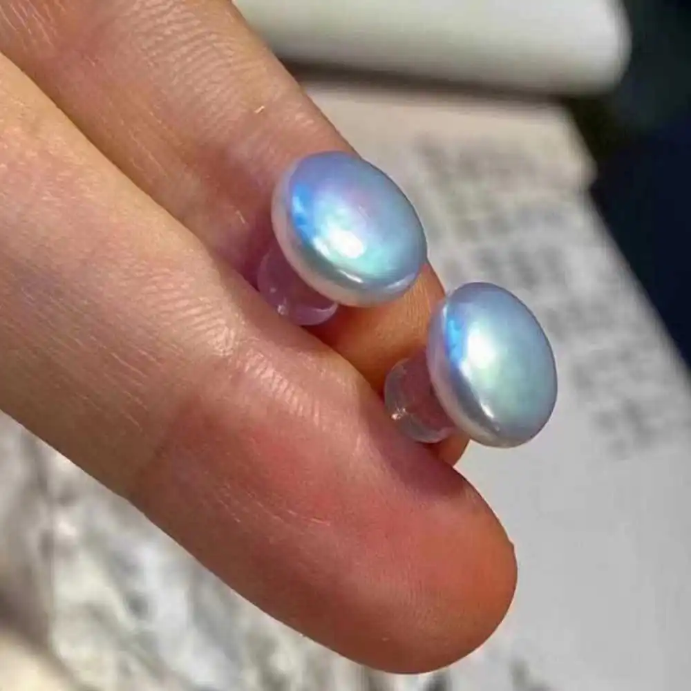 Natural freshwater pearl white coin Baroque pearl earrings Accessories FOOL'S DAY Halloween Wedding Beautiful Easter Jewelry