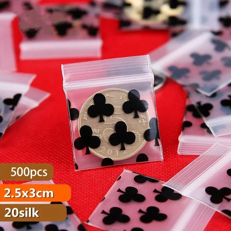 500PCS Mini Clear PE Zip Lock Bags Small Items Storage Bag Plastic Packaging Earring Ring Pills Pendant Plastic Bags Trial Pouch 6