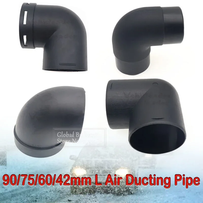 Car Air Heater Heater Ducting Pipe Elbow Outle 42/60/75/90mm Black Plastic Connector Heating PipeAir Intake Pipe