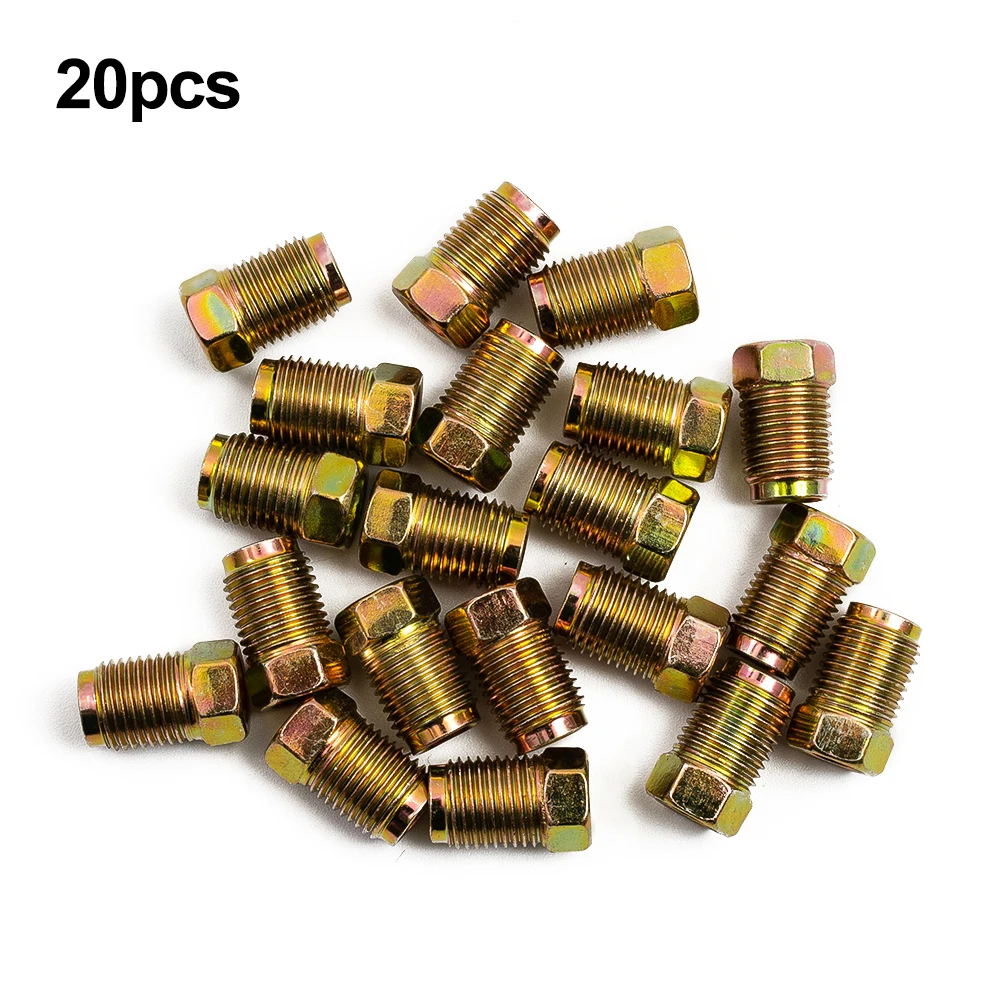 Car Brake Line Fittings Set 20x For 3/16" Copper Brake Pipe Line Fitting Kit Tube Inverted Flares Metric End Union Nuts brake line connector brake line lock kit