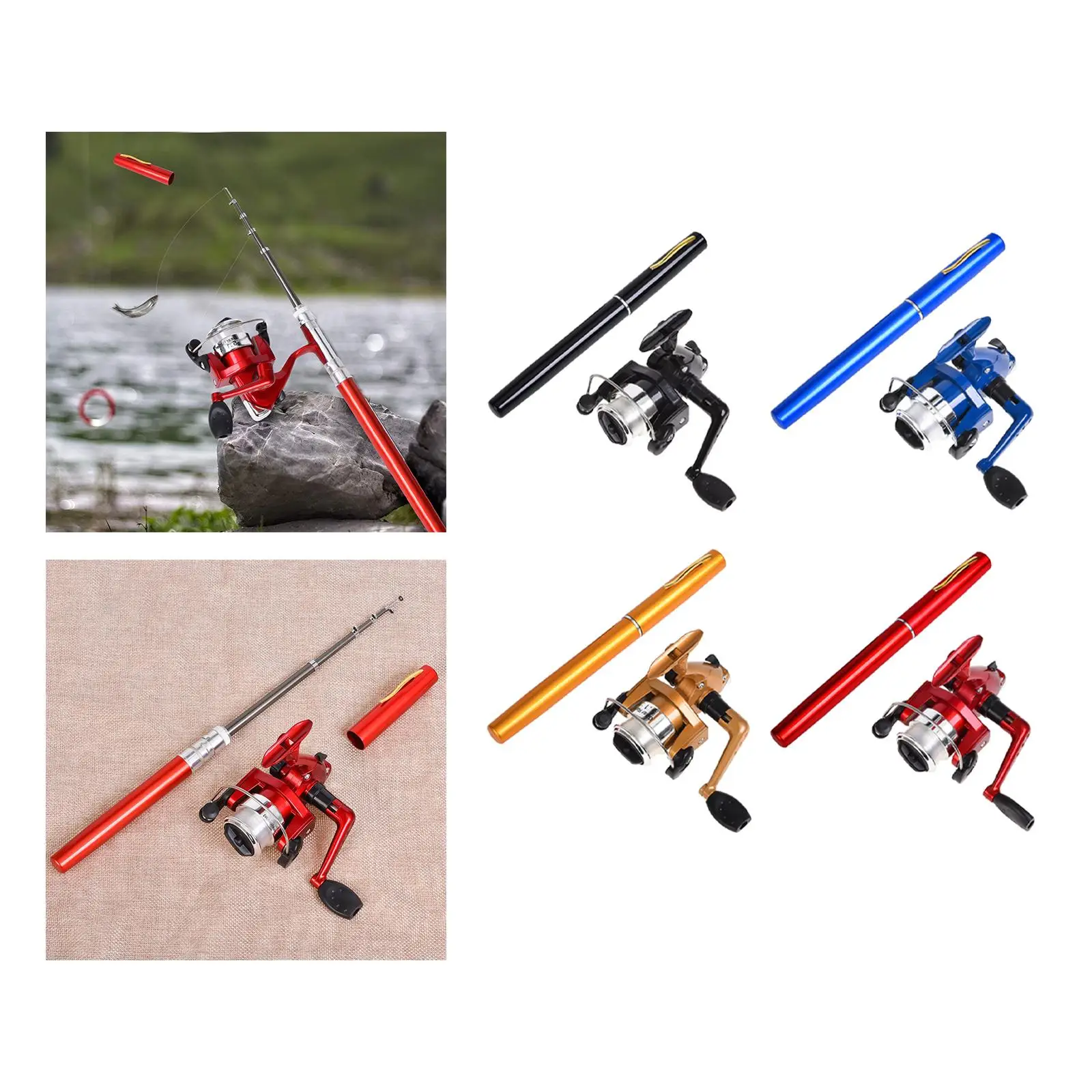 Mini Fishing Rod Reel Combo Mini Fishing Pole Pocket with Line Fishing Reel for Raft Saltwater Freshwater Sea Boys Girls