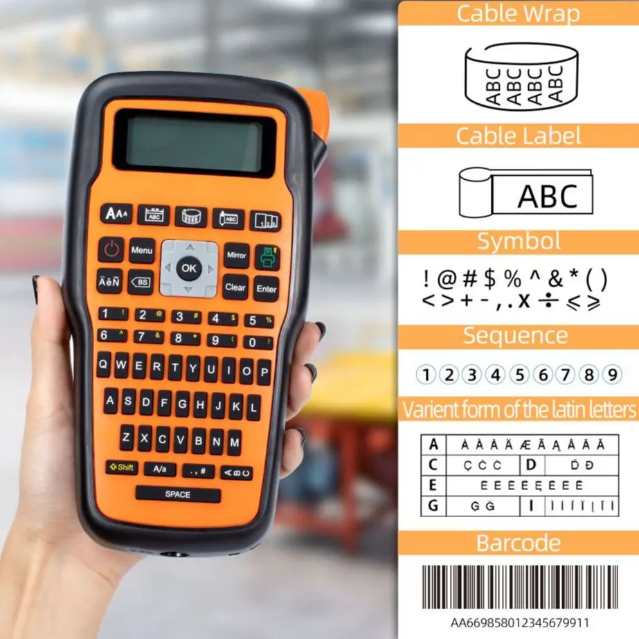 휴대용 프린터 E1000 Pro (EVA 하드 케이스, 방수 보관 가방, 휴대용 라벨 메이커 포함) 산업용 라벨링용