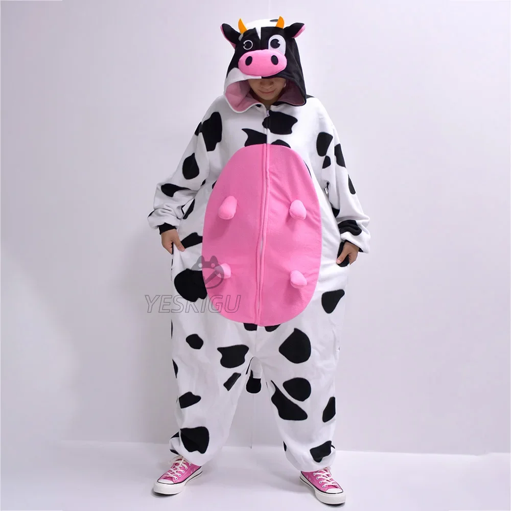 Vache Kigurumi Anime Animal Costumes Onesie Pyjama Halloween Festival Outfit Cartoon Jumpsuit Unisex Adult Women Men