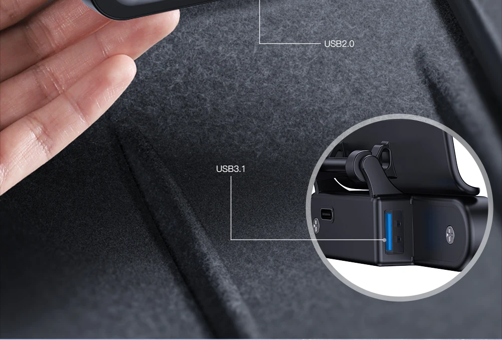 YZ For Tesla Model 3 Y 2021-2023 Under Navigation screen USB Hub 4-Port Fast Cha