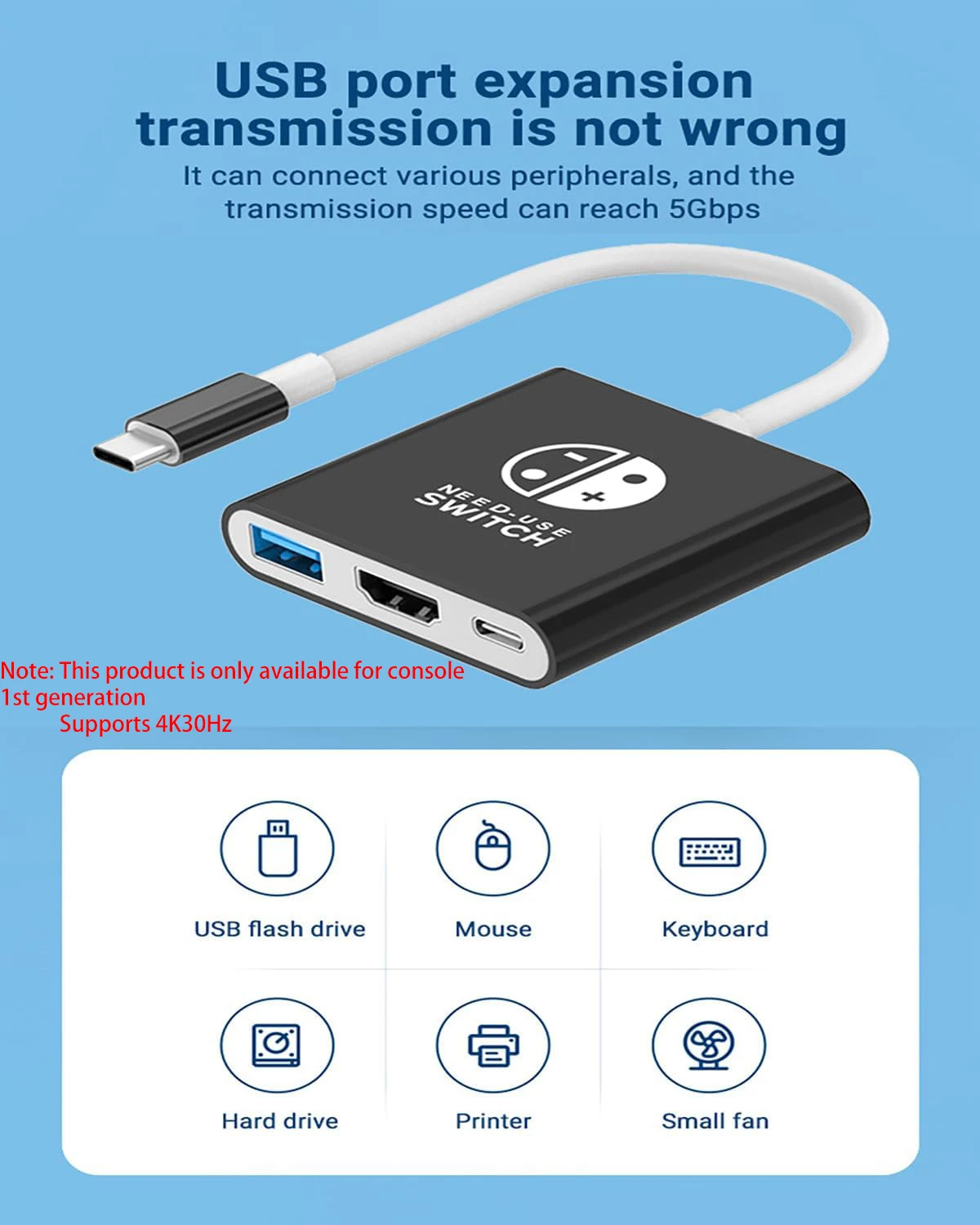 3 in 1 TV Docking Station TUTI adapter Switch station with HDMI USB 3.0 ports and charging port