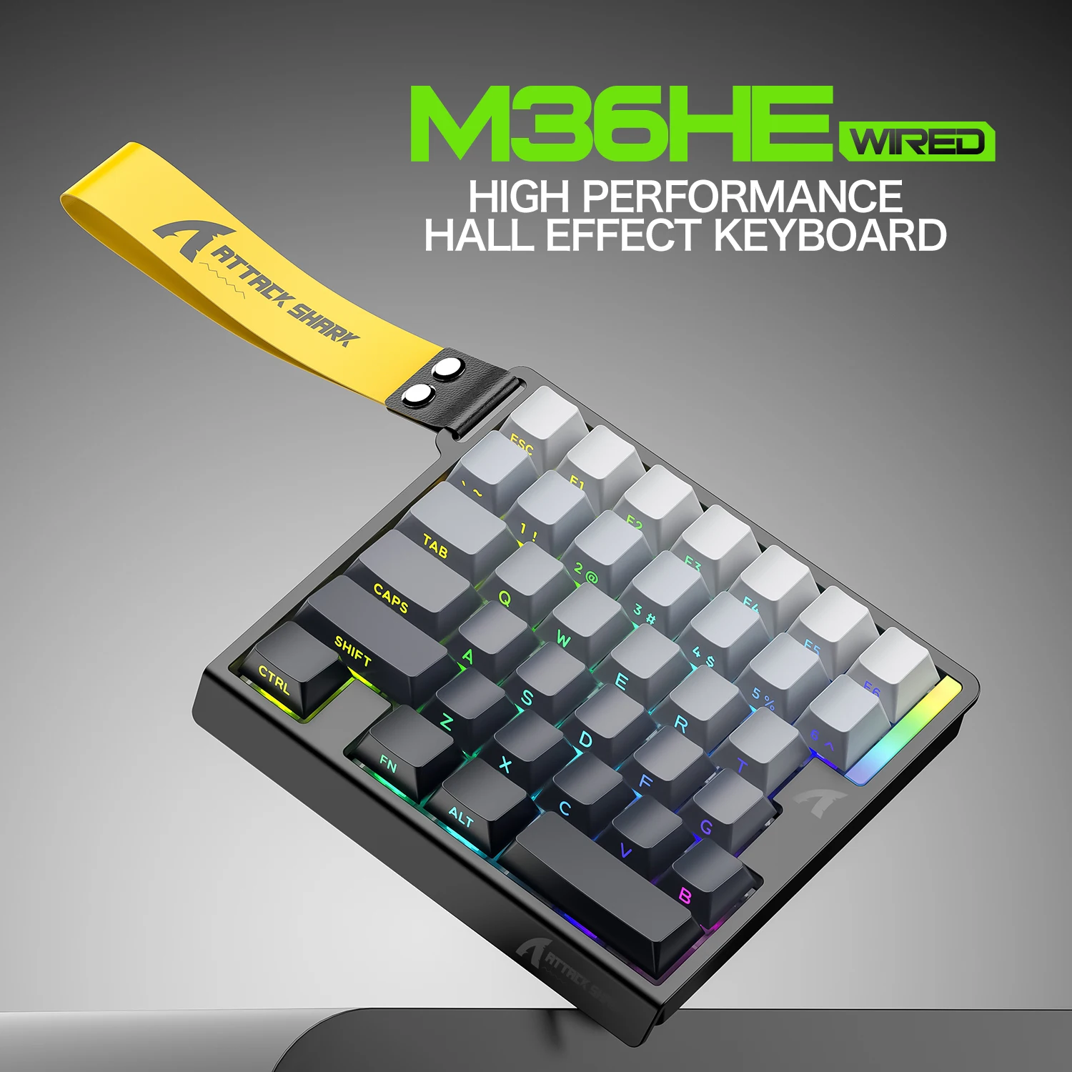 어택 샤크 M36HE 홀 이펙트 게이밍 키패드 8000Hz 128K 스캔 0.01mm RT 마그네틱 스위치 RGB 유선 원핸드 키보드