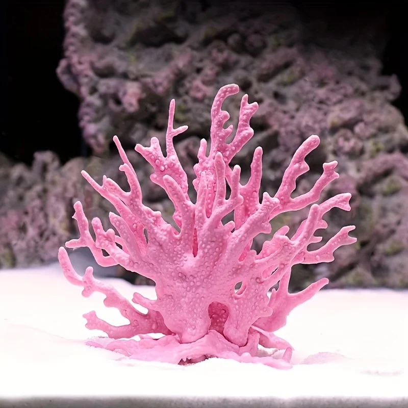 Ocean-Themed Decorative Coral Ornament - Three-Color Resin Aquarium Decor Piece