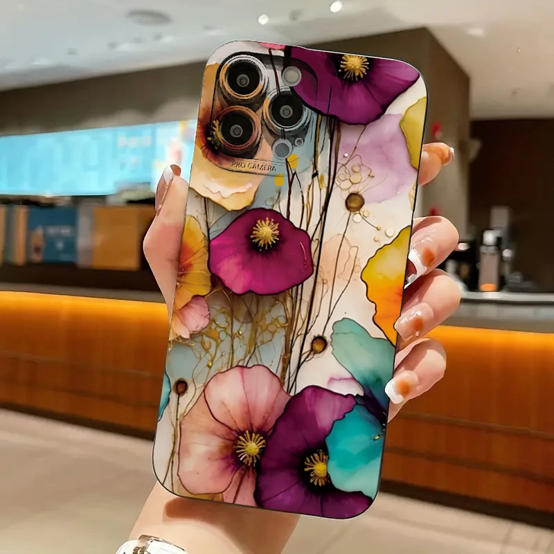 Vintage Floral Pattern Soft TPU Protective Phone Case Cover