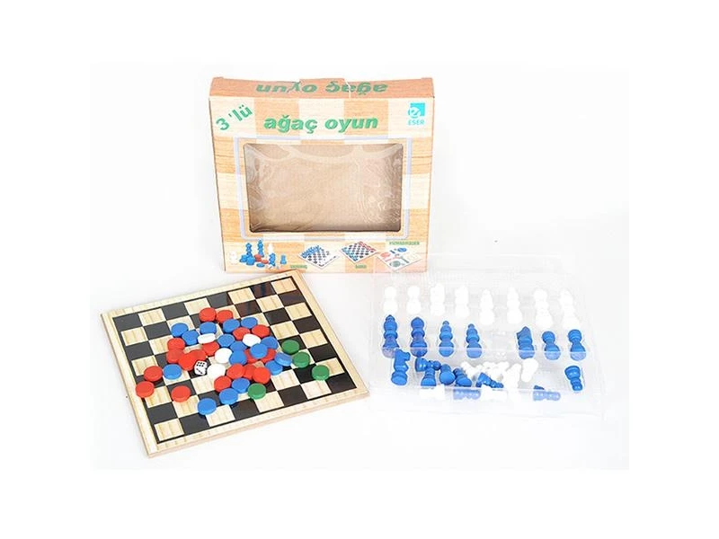 Tree 3 Pezzi Play Set Scacchi-Dama-Backgammon