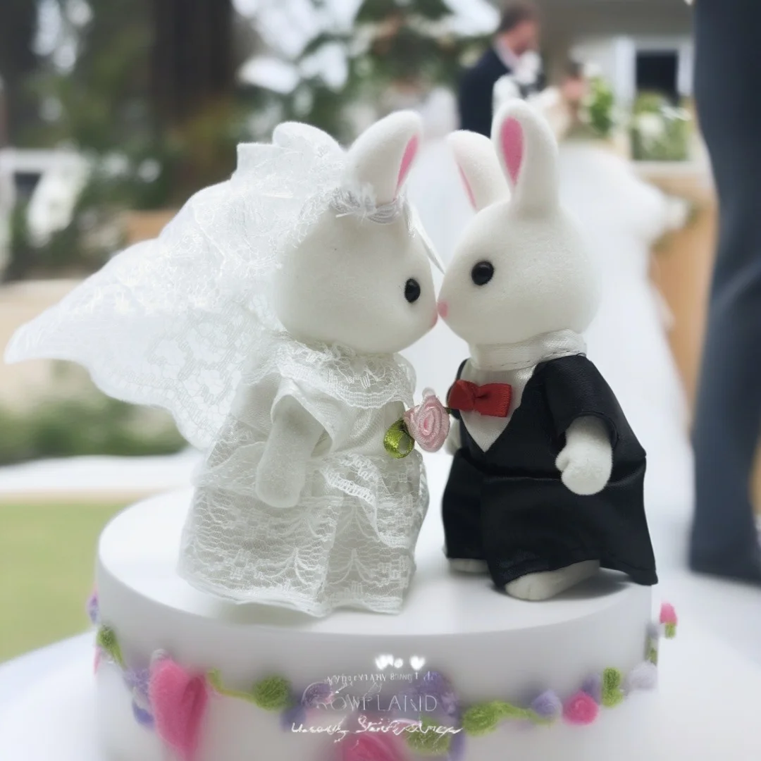 Valentine's Day Newlywed rabbit 1:12 Simulation Forest Family  Animal Dollhouse Figures Miniature FurnitureKitchen Accessories