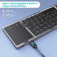 3-Folding Keyboard Mini Wireless Keyboard Foldable Dual Bluetooth Keyboard with Touchpad for Windows Android IOS iPad Phone 3