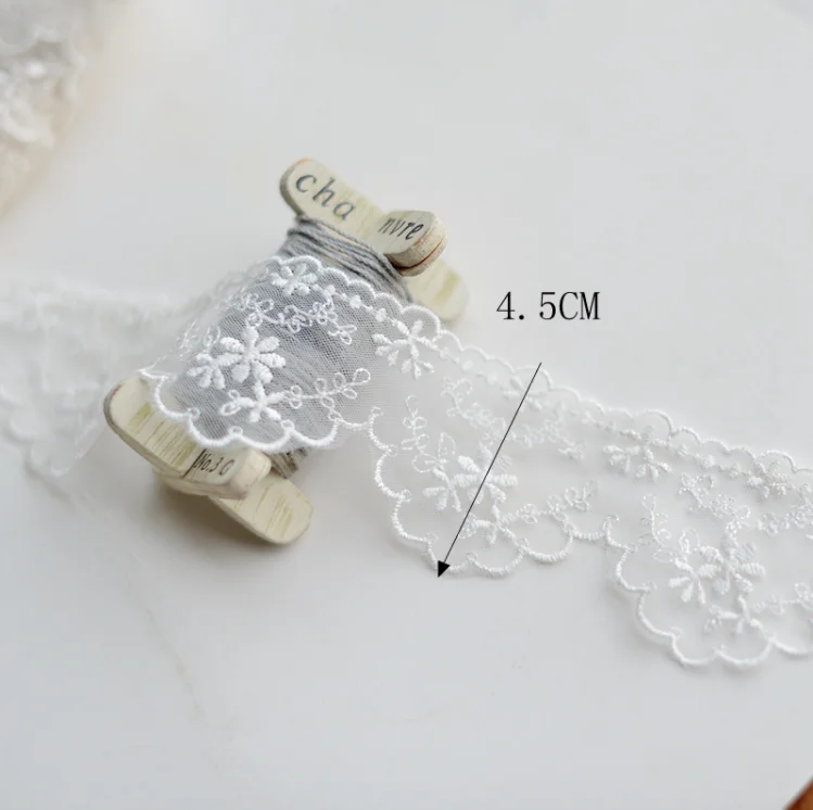 2 Meters Width 4.5cm Lace Applique Trim Ribbon Net Yarn Embroidered DIY Cheongsam Garment Dress Accessories