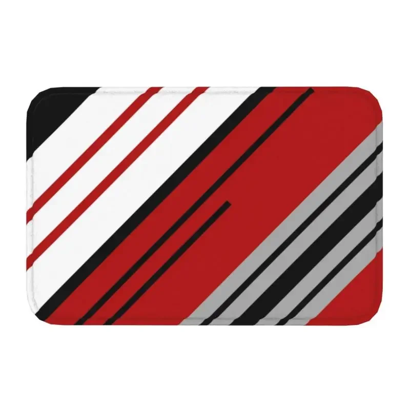 

Diagonal Stripes Design Front Door Mat Anti-Slip Outdoor Quick Dry Elegant Abstract Geometric Pattern Garage Entrance Rug Carpet
