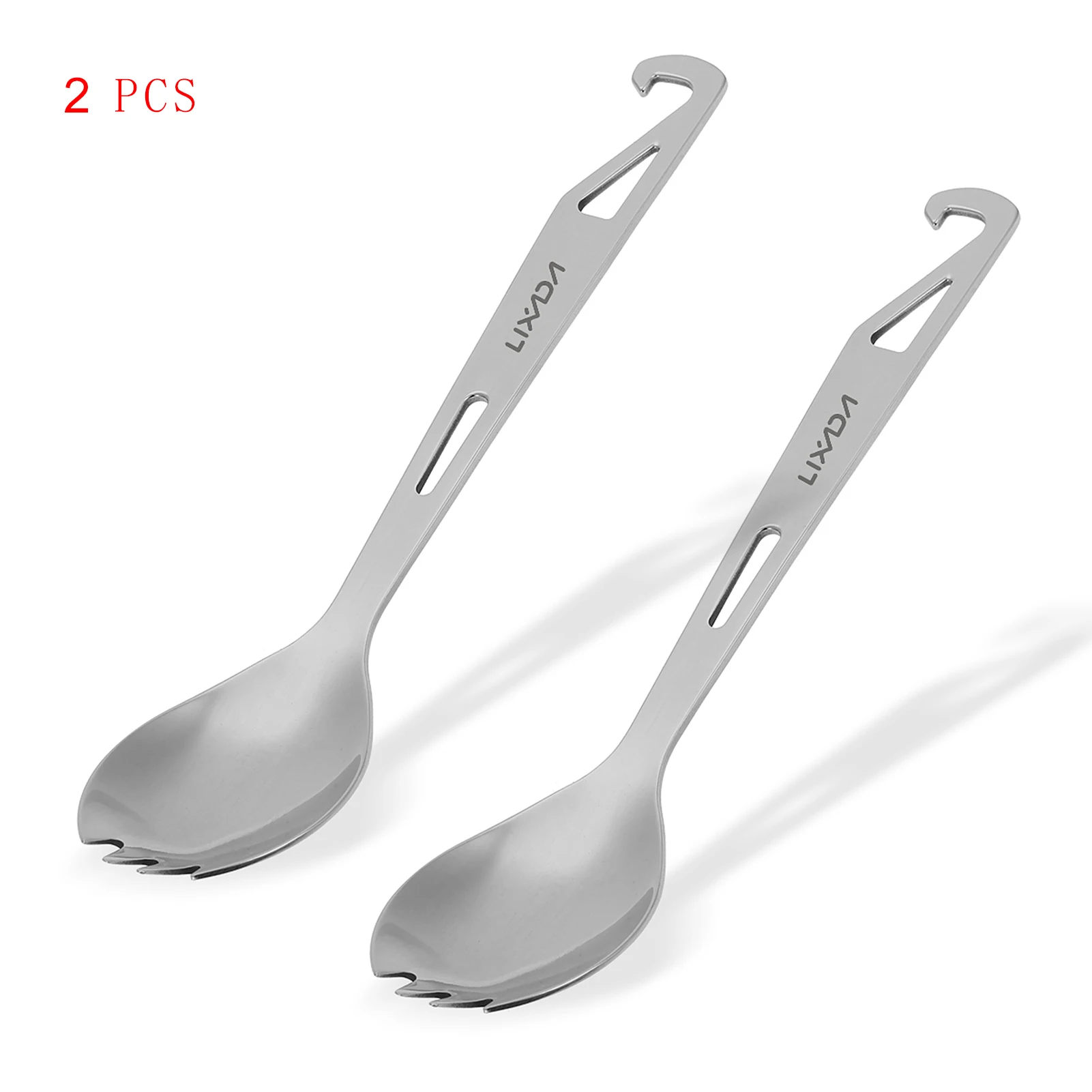 Stainless Steel Spork Long Handle Spork with Bottle Opener Lightweight Outdoor Dinner Flatware for Travel Camping Lixada