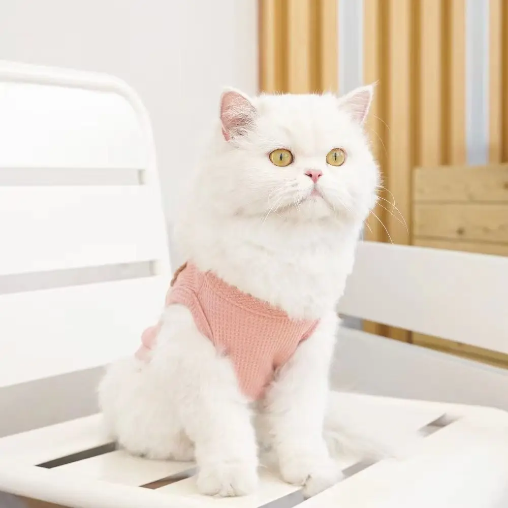 여름 시원한 와플 강아지 옷 단색 얇은 강아지 조끼 통기성 땀 흡수 강아지 티셔츠