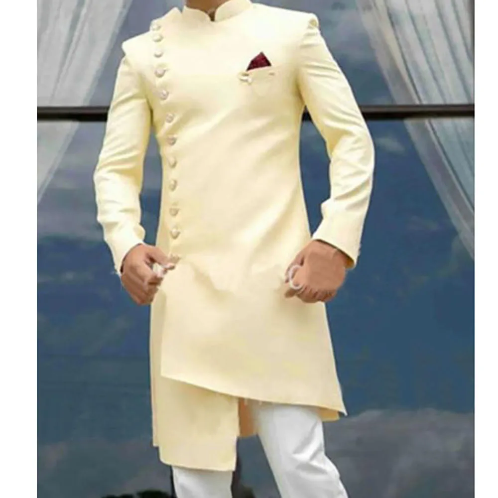 

2023 Latest Regular Design Men's Long Suit Jacket Pant Indian Style Groom Men's Wedding Dress 2 Pieces Party Tuxedo Terno