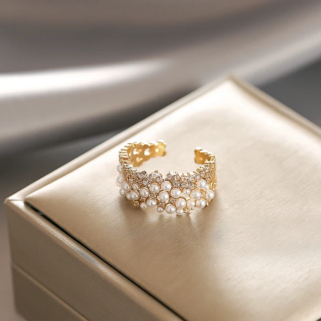 2023 지르콘 상감 진주 오프닝 반지 - 젊은 소녀들을 위한 패션 주얼리, 웨딩 파티나 다른 특별한 날에 최적