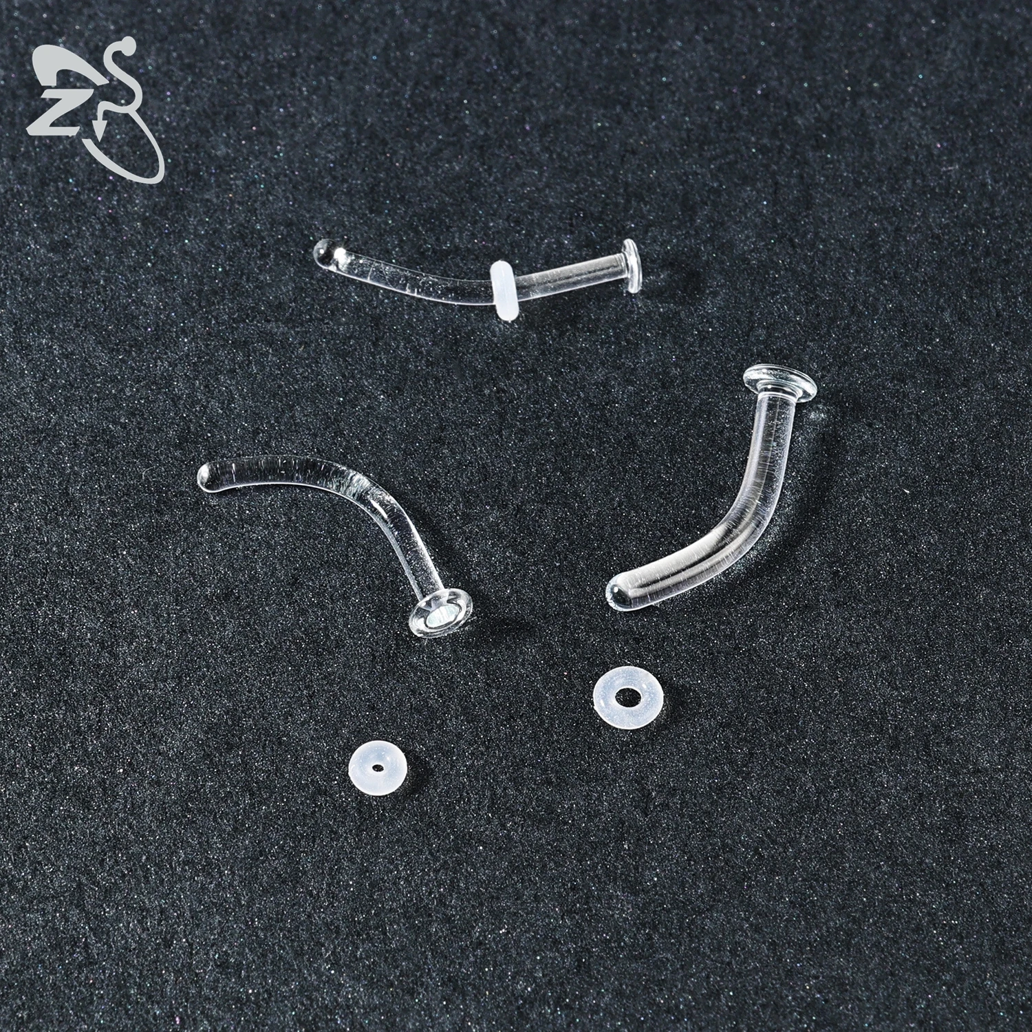 ZS 투명 유리 코 피어싱 리테이너, 보이지 않는 L/I 모양 코 스터드, 0.8-2.4mm 연골 Daith 나선 피어싱 쥬얼리, 1 PC