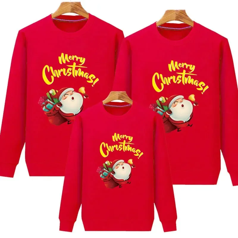 Sudadera con capucha y manga larga para madre e hijo, jersey con estampado navideño, blusa familiar a juego