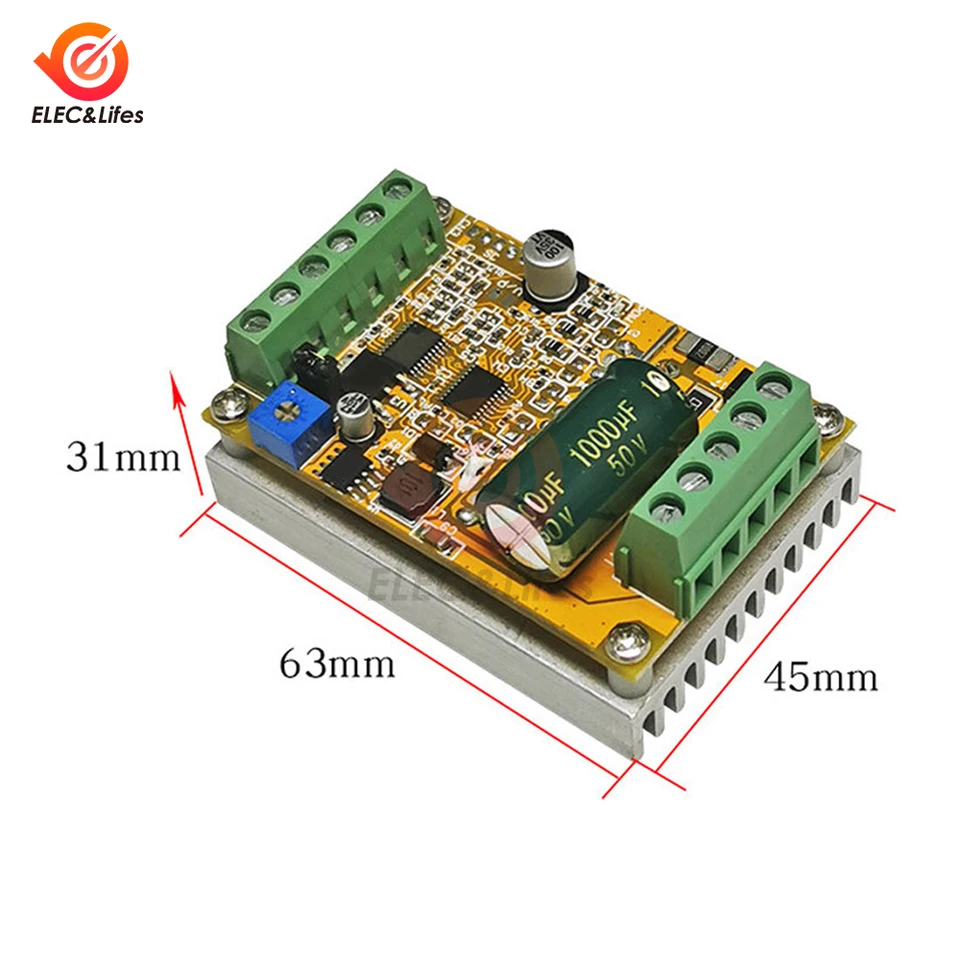 380W 3 Brushless Motor Controller Board (No/ Hall Sensor) BLDC PWM Driver Board DC 6.5-50V