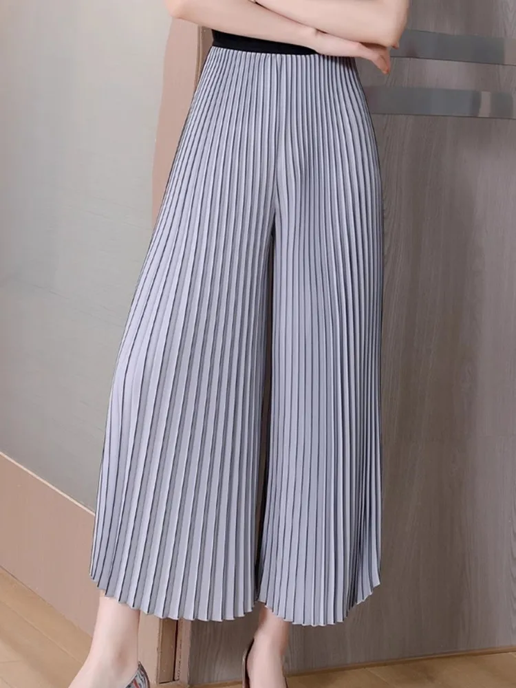 Female Clothing Miyake Fold Loose Wide Leg Pants Women's