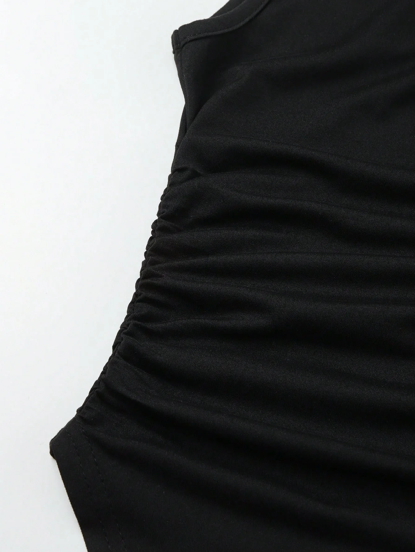 Women's summer casual fashion metal decoration waist pleated slim fit vest black sleeveless top,cropped top S9738a1a7d6a9485c944f26320a7f41d3h