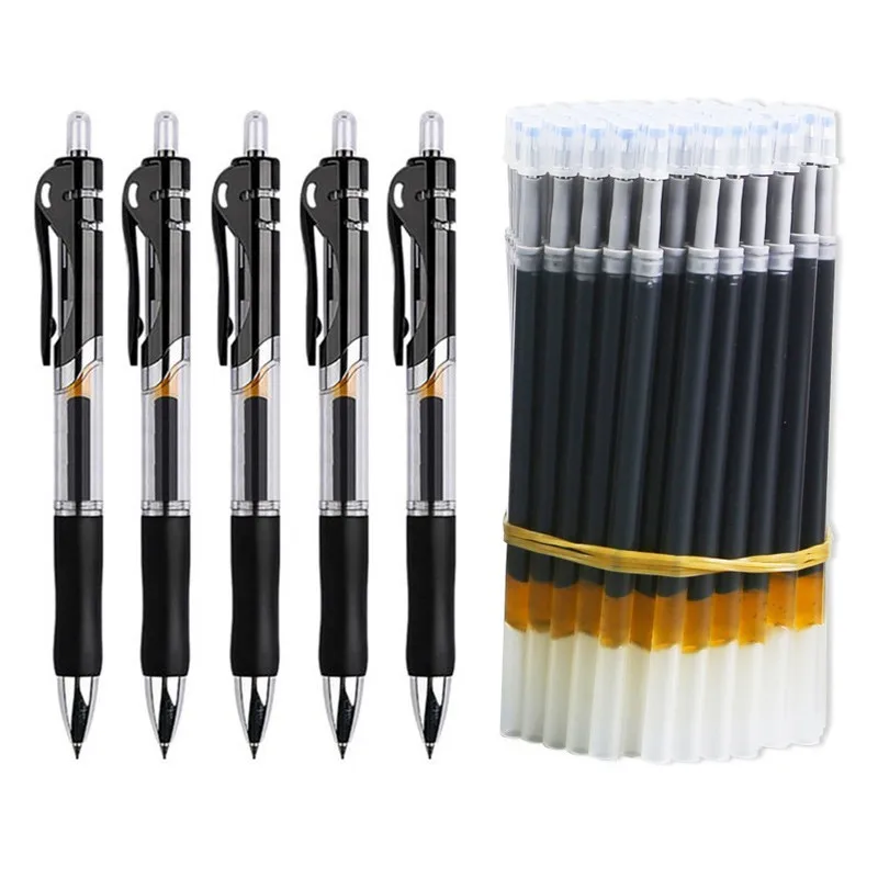 Retractable Gel Pens Set Black/red/blue ink Ballpoint for writing 0.5mm refills Office accessories school supplies Stationery