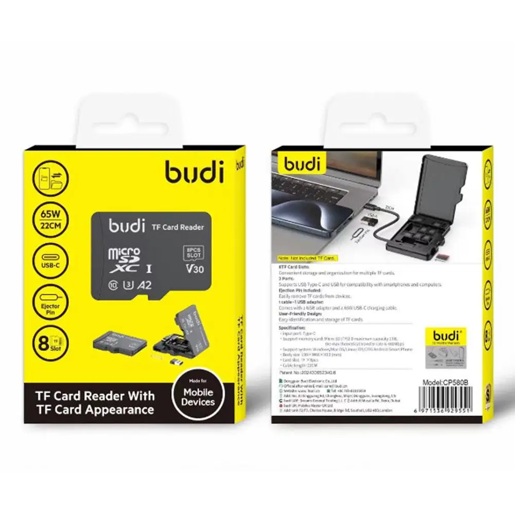 TF Card Reader 8 Cards Slots Multifunctional