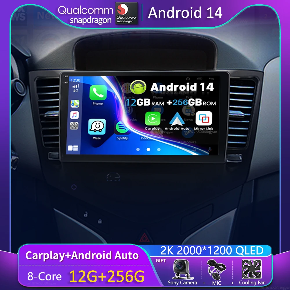 

Android 14 For Chevrolet Cruze J300 J308 2012 - 2015 Car Radio Navigation Multimedia Player GPS WiFi+4G Video Carplay BT stereo