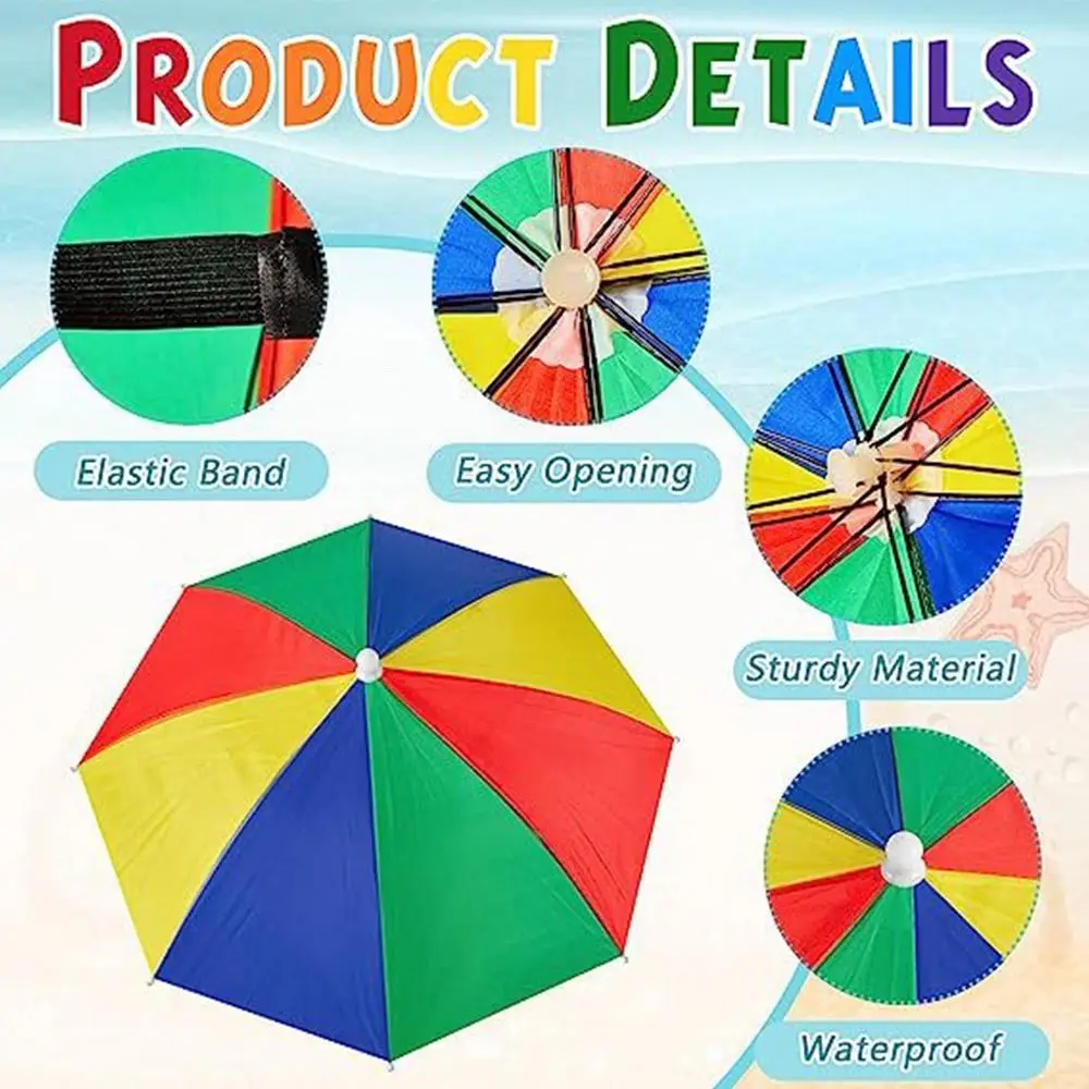 New Head Umbrella Hat Sunshade Windproof Elastic Band Rain Gear Head Hats Portable Head Wearing Umbrella
