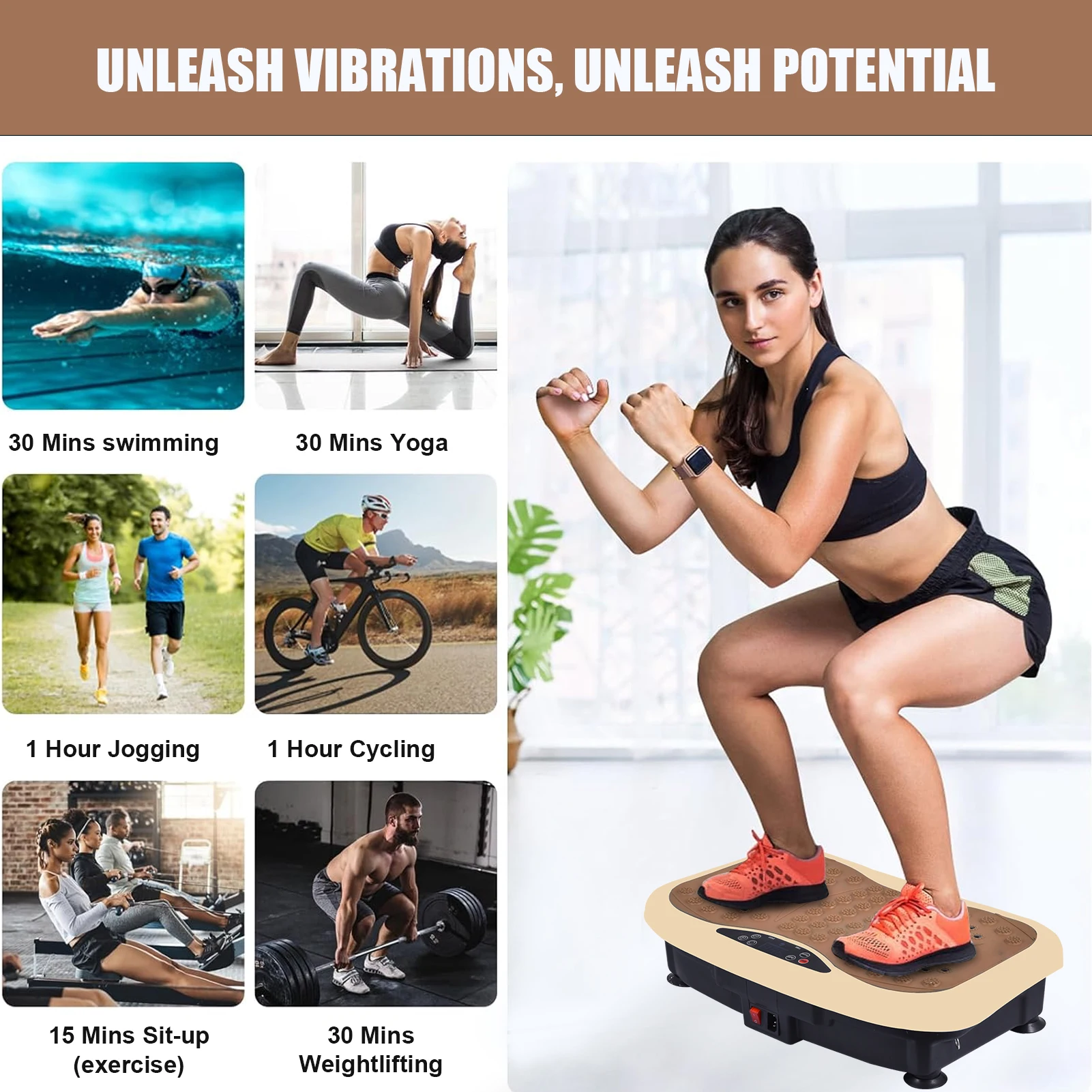 Whole Body Vibration Plate Electric Vibration Exercise Plate Rich and Efficient Slimming Tool for Gym, Home, - Image 6