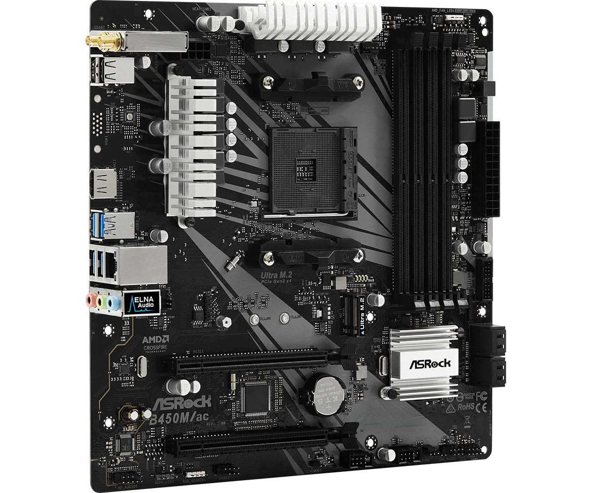 B450 B450M マザーボード ASRock B450M/ac マザーボードソケット