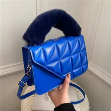 

Fashion Plush Handle Women Handbag Designer Bags for Women 2022 Quilted Shoulder Crossbody Bag Ladies Square Tote Purse Clutch