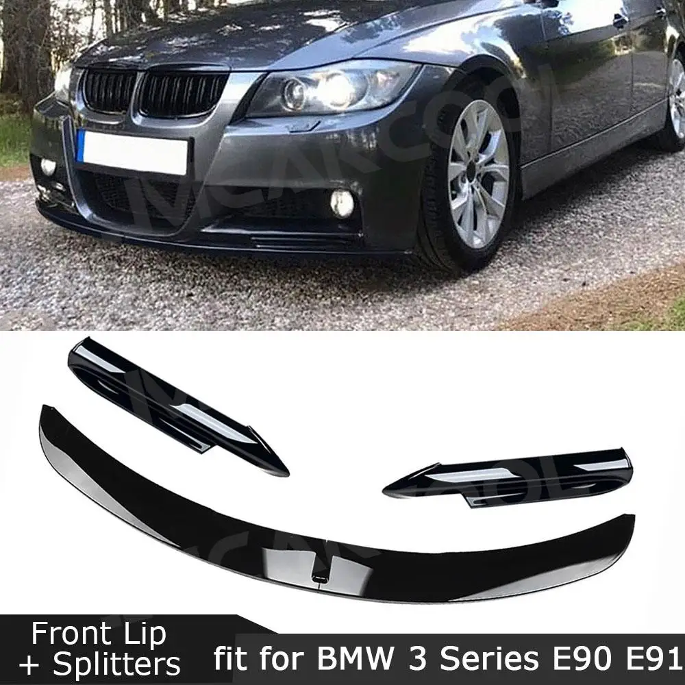 

Front Lip Bumper Spoiler Splitter Side Flaps Apron Guard Protect For BMW 3 Series E90 M Tech Sport 2005-2008 ABS Car Accessories