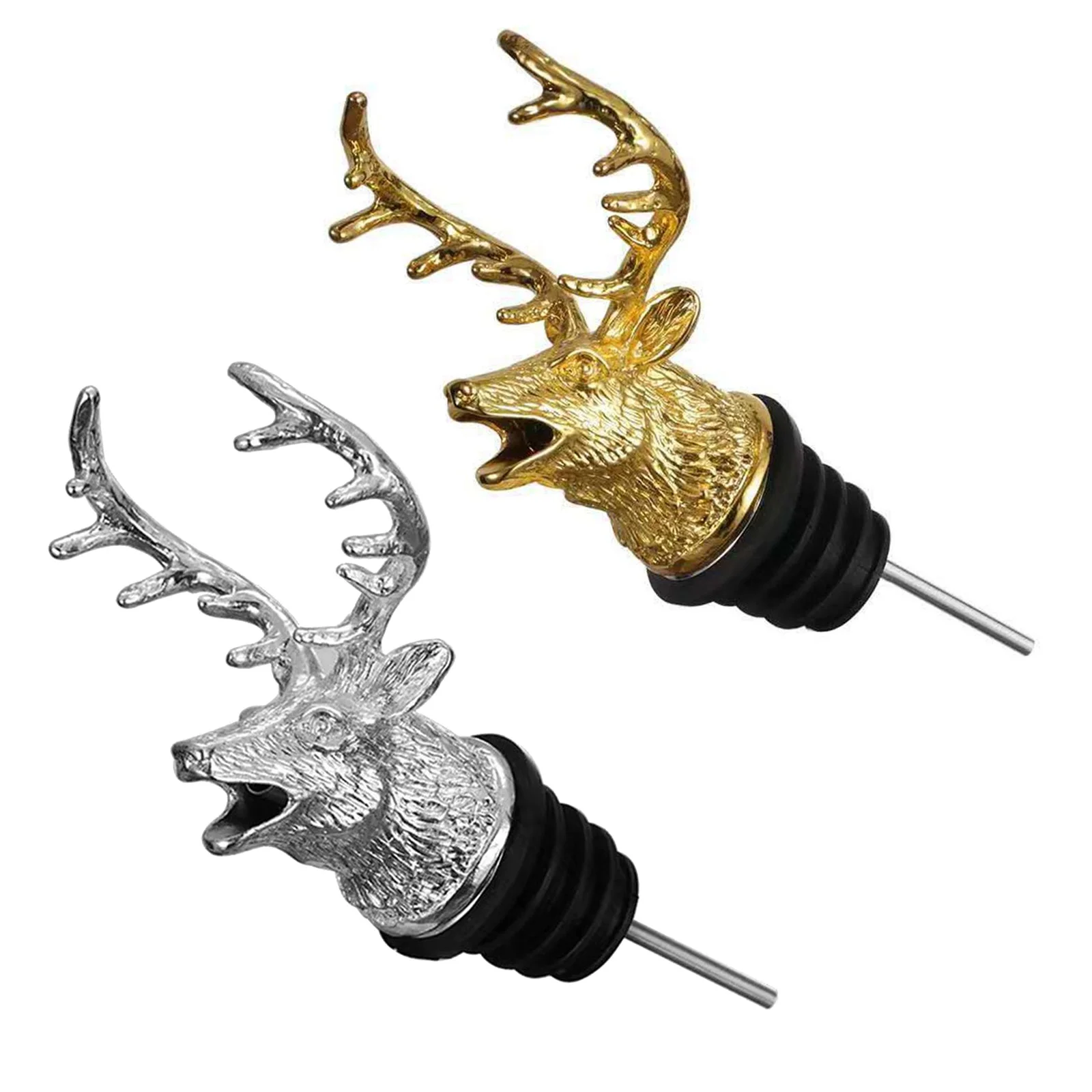 Zinc Alloy Deer Head Red Wine Aerator Pourer Wine Bottle Stopper Tool Eye Catching Animal Shape Design Made for Longevity